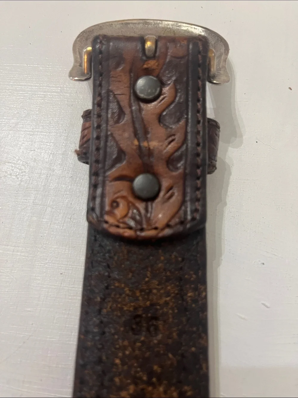 Vintage Leather Belt Tooled